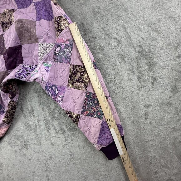 Vintage Patchwork Quilted Bomber Jacket Womens 2X Paisley Floral Handmade 90s - Picture 9 of 16